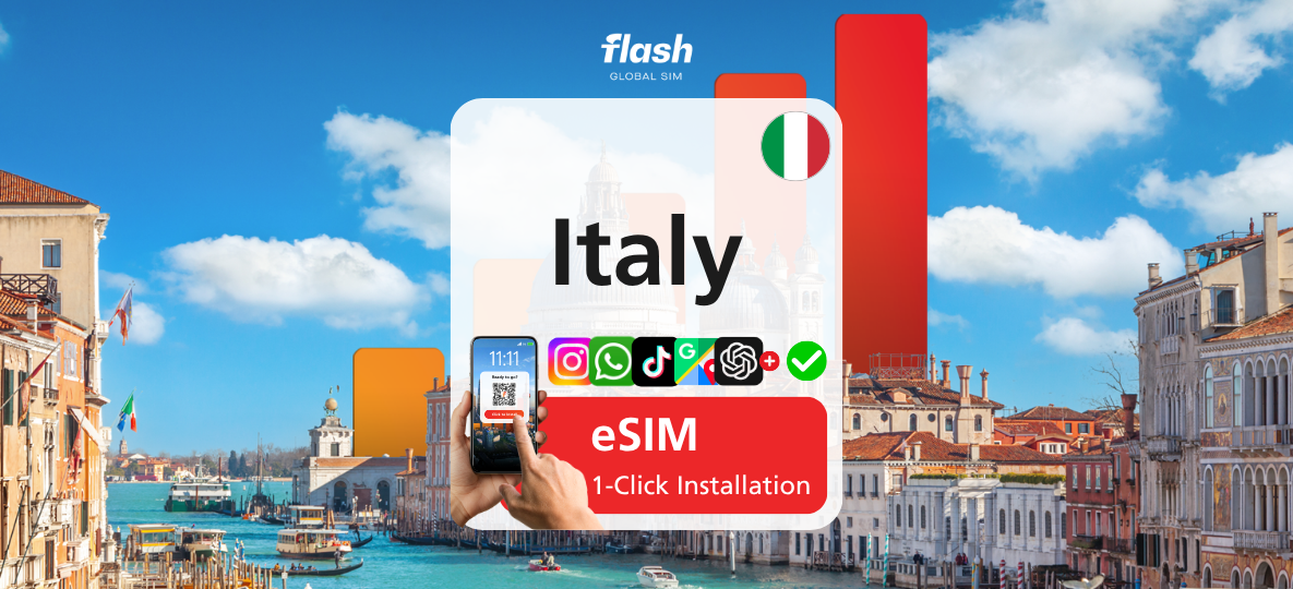 Italy eSIM 5G - Unlimited Data - Hotspot Supported - Flash Global SIM