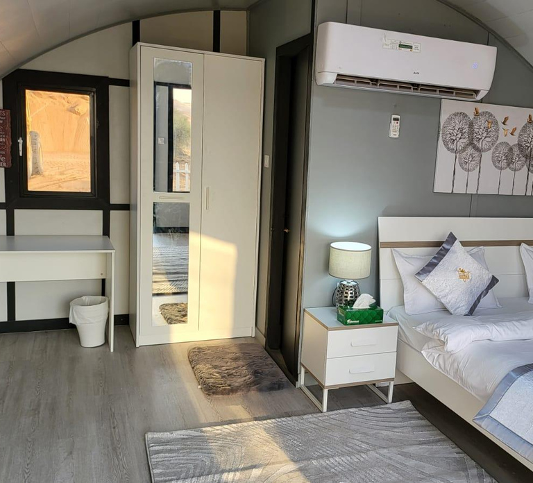 Overnight Desert Camping in Platinum Pod with AC & Bathroom