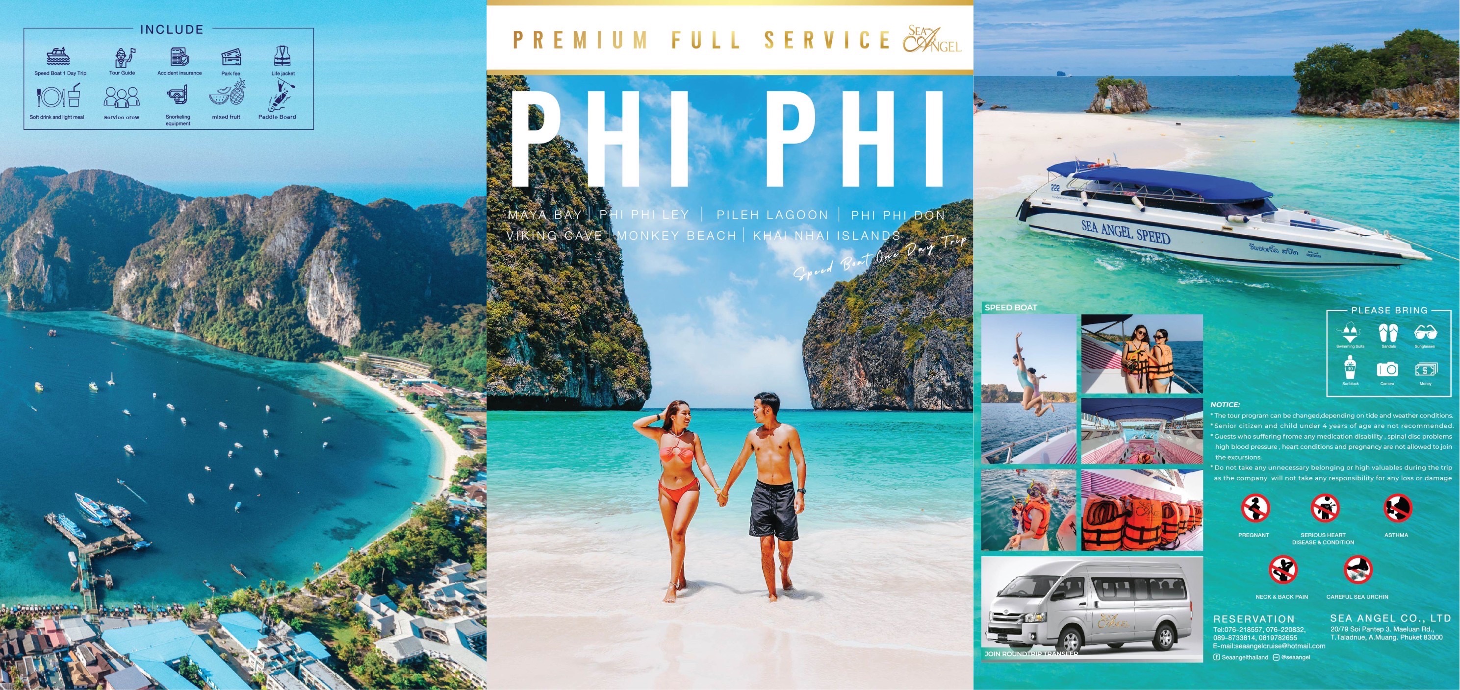 Join Tour Phi Phi Island + Maya Bay + Khai Island one day trip By Speed Boat Operated by Sea Angel