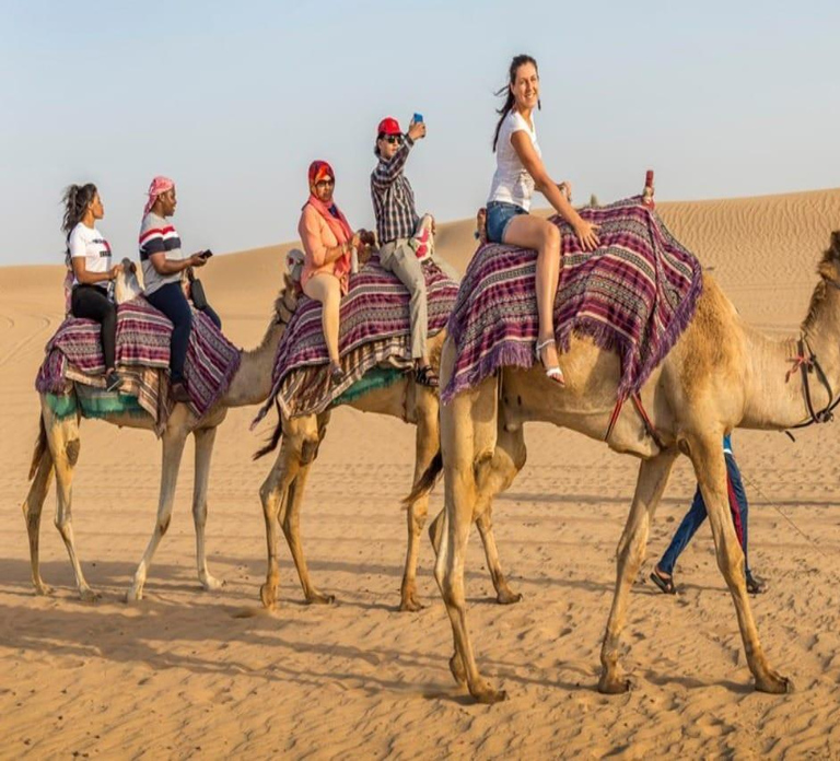 Dubai: Desert Safari Camel Riding, Sandboarding & BBQ Dinner