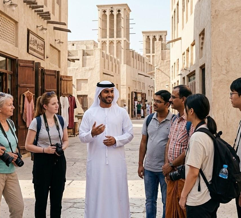 Dubai: Al Seef, Creek, and Souks Guided Tour with Abra Ride