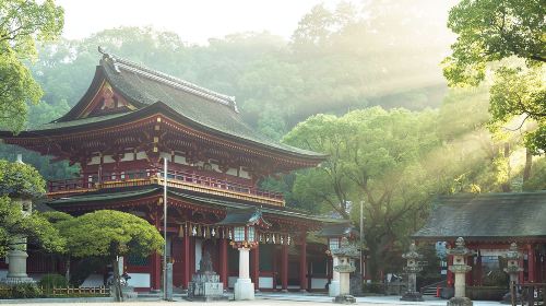 Japan Fukuoka Nyoirin-ji Temple on Qingying Mountain, Mount Yufu Trailhead, Yufuin, and Beppu Hells One-Day Tour