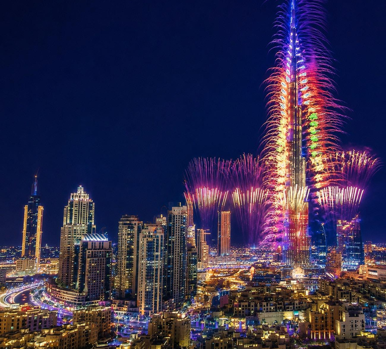 Dubai New Year's Cruise Burj Khalifa Fireworks & Dinner