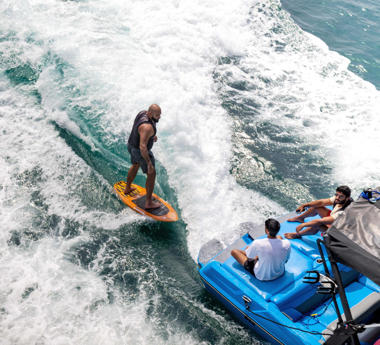 Wakesurfing with Burj Khalifa Views