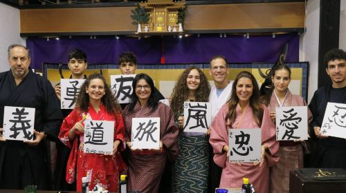Learn Japanese calligraphy (Shodo) and Zen while wearing a kimono near Osaka Castle