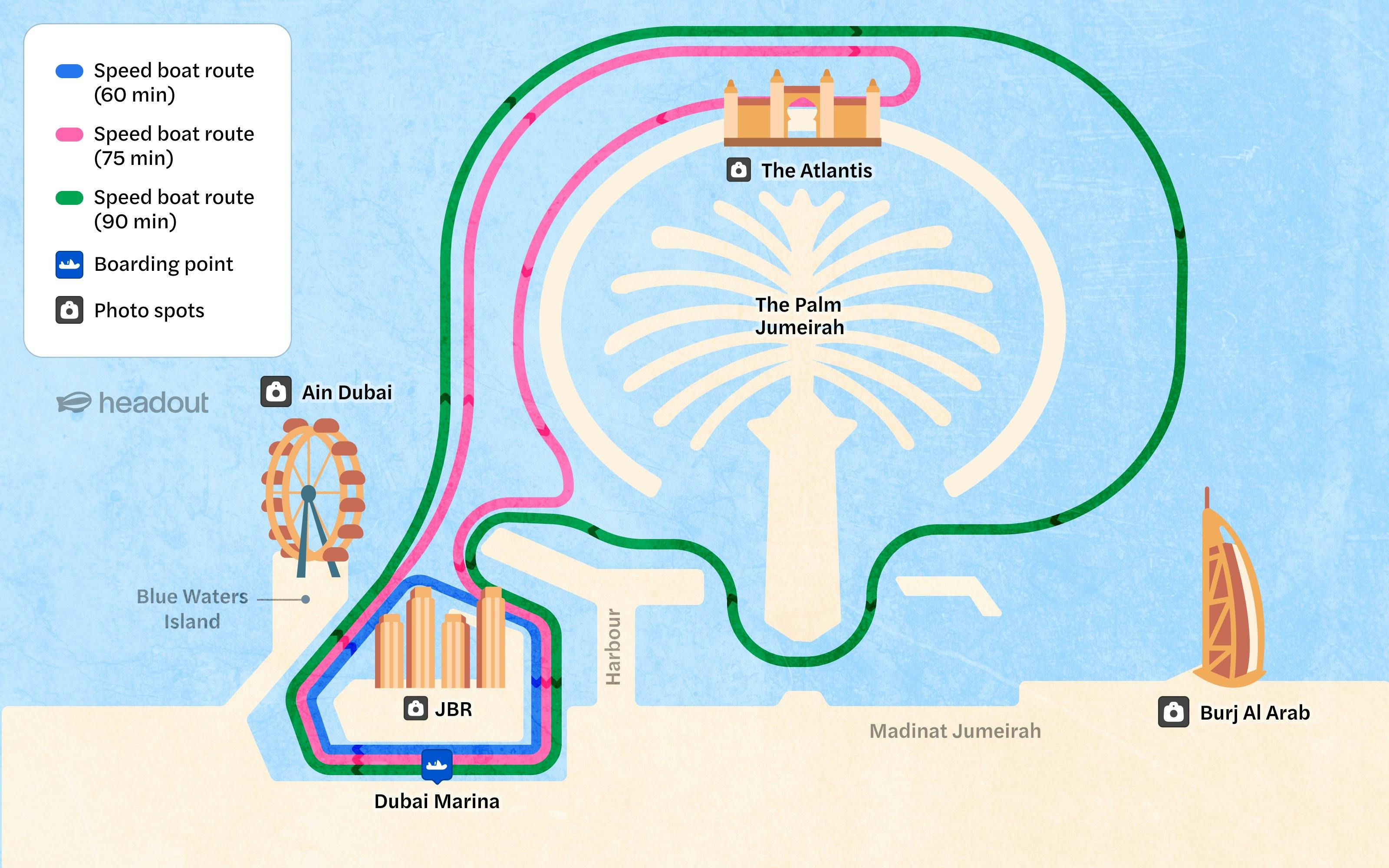 Love Boats Palm Jumeirah 60/75/90 Minutes Tours