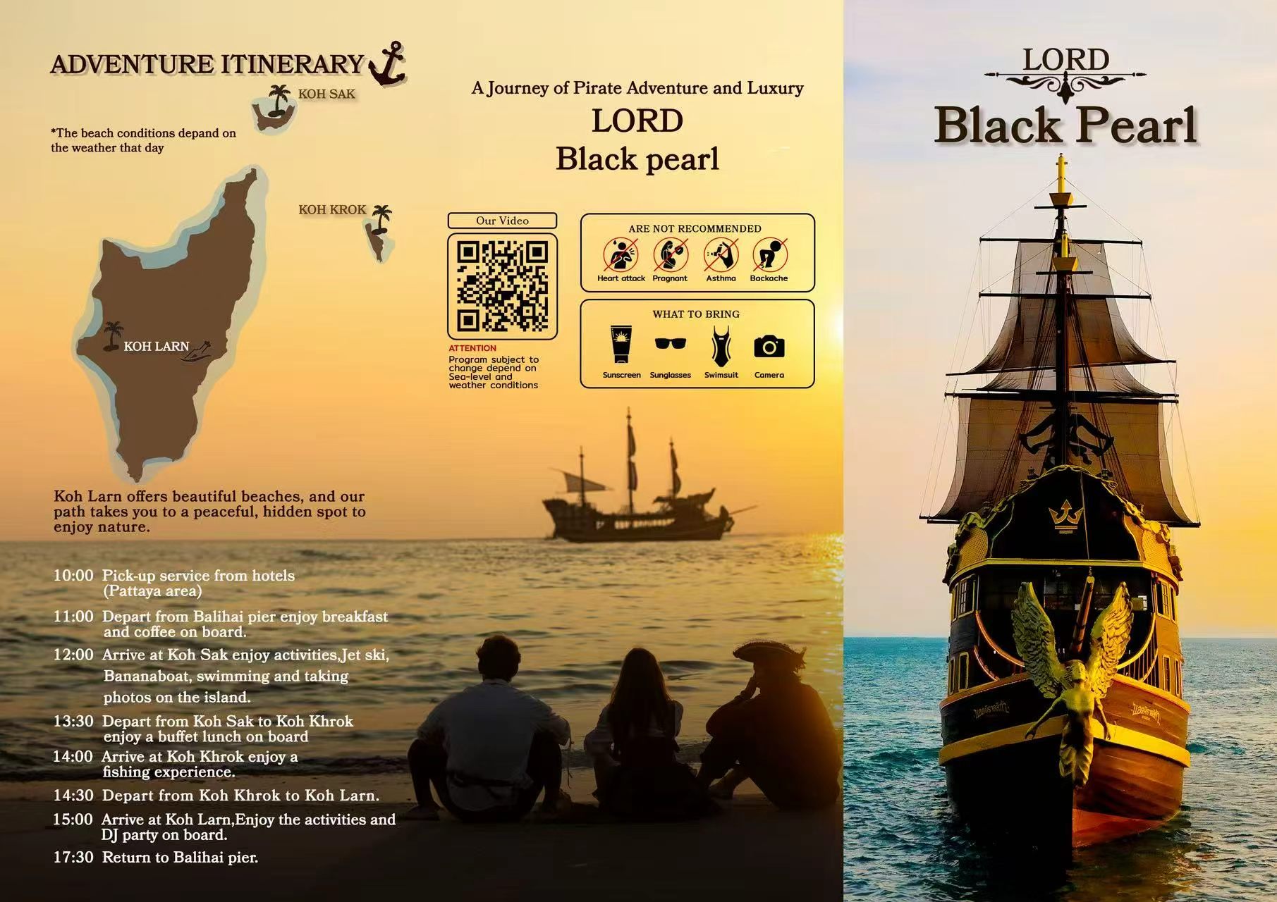 Lord Black Pearl Pirates Ship Pattaya Day Tour with round-trip share transfer within Pattaya City Area