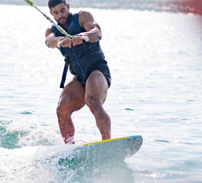 Wakesurfing with Burj Khalifa Views