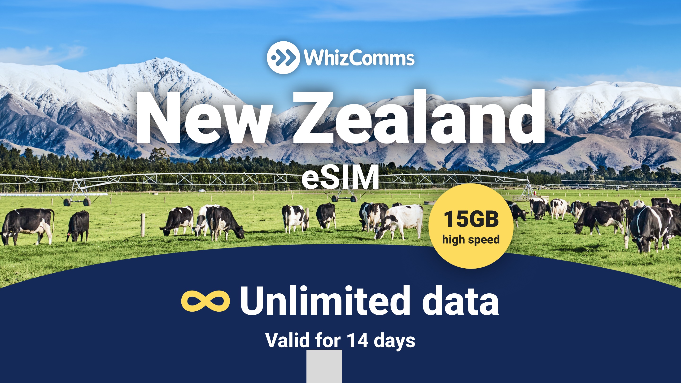 WhizComms 14-Day 15GB Unlimited New Zealand eSIM – Instant Activation & Nationwide Coverage