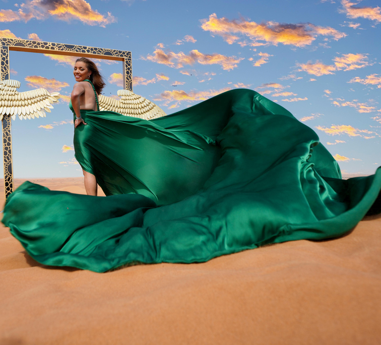 Dubai: Desert Flying Dress Photoshoot