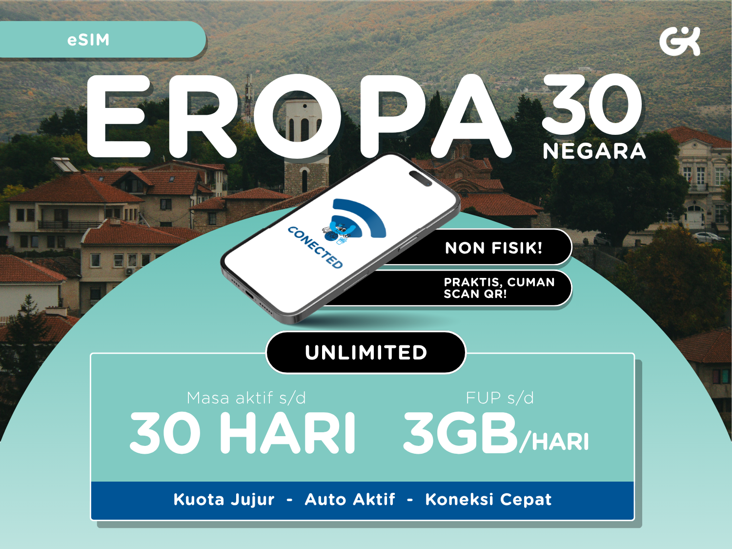 eSIM Europe Turkey Unlimited | Travel Sim Eropa Turki
