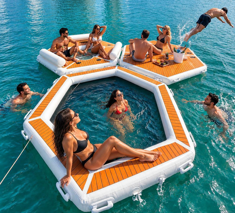 Dubai: Private Yacht Charter with Inflatable Floating Island