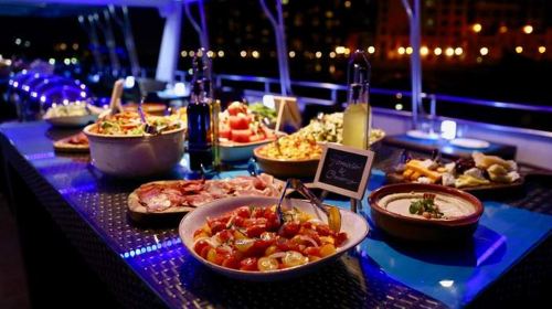 Lotus Royale Cruise Yacht Lotus Mega Yacht Night Cruise Around Palm Island – Romantic Sea Sightseeing – Buffet Diner