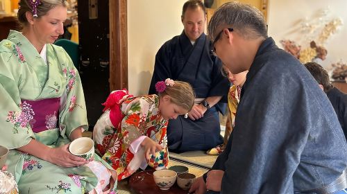 A Unique Antique Kimono and Tea ceremony Experience in English