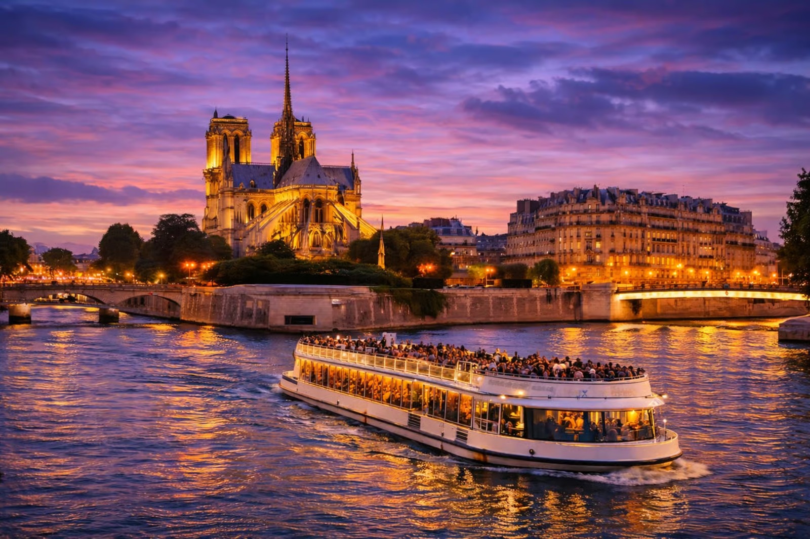 Paris: Illuminated Evening River Cruise & Waffle Tasting