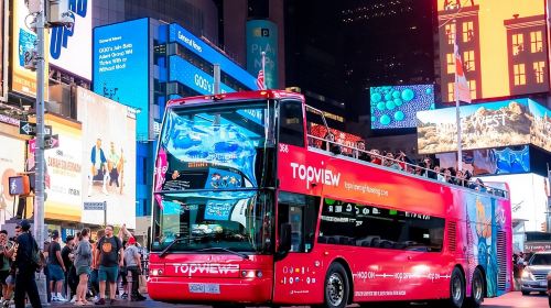 New York Night Tour: Open Top Bus Tour by TopView Day Tours