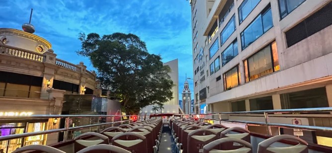 Open-top bus: Hong Kong open-top sightseeing night tour double-decker bus