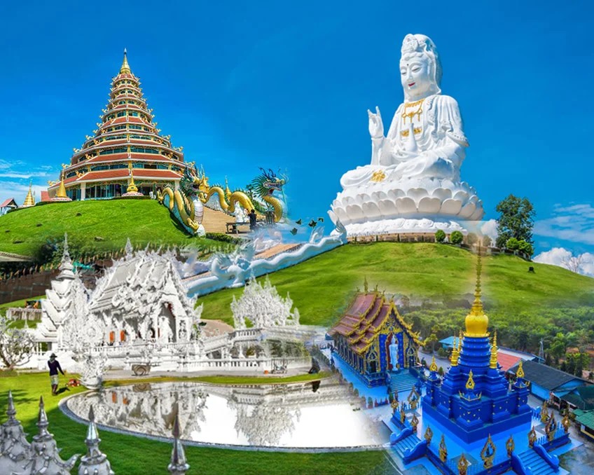 Join Tour Hot Spring & White Temple & Blue Temple & Huay Pla Kang Temple