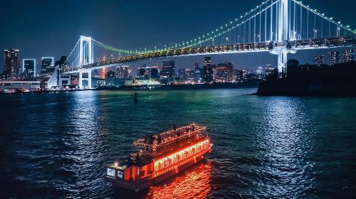 Tokyo Night Cruise on a Traditional Yakatabune Boat [Live Shamisen Performance + Sukiyaki Dinner + Beverage Vending Machine] Transport Passes