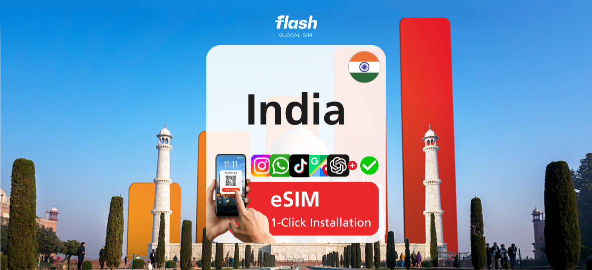 India eSIM 5G/LTE - Unlimited Data - Hotspot Supported - Flash Global SIM