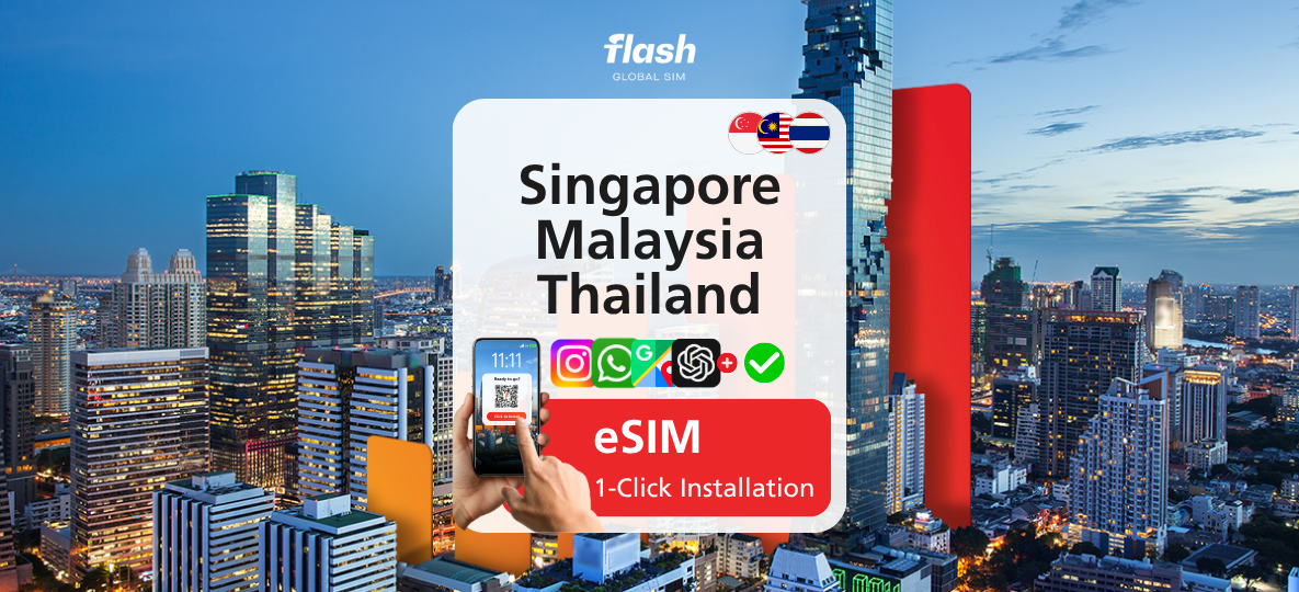 Singapore, Malaysia & Thailand eSIM 5G/LTE - Unlimited Data - Flash Global SIM