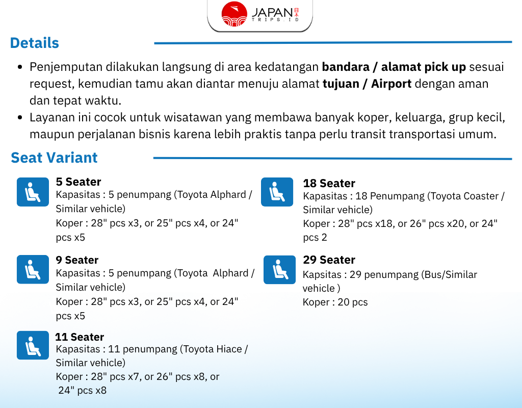 Airport Transfer Kansai ⇄ Osaka / Kyoto / Kobe / Nara