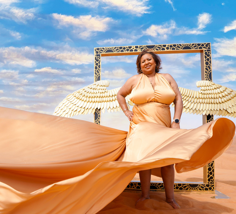 Dubai: Desert Flying Dress Photoshoot