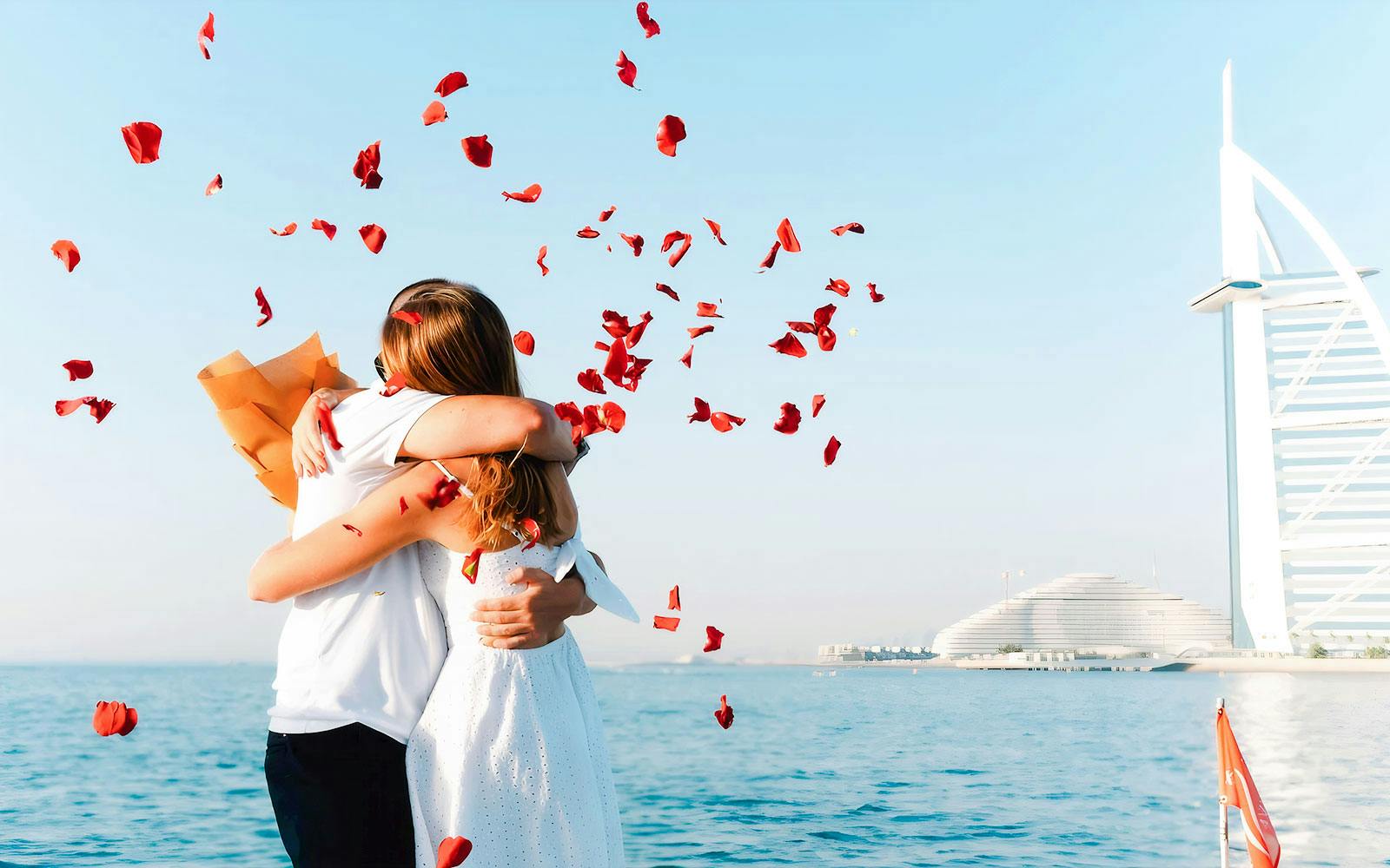Proposal at Sea Package: Luxury Private Yacht Rental from Dubai Marina