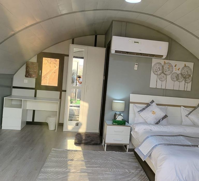 Overnight Desert Camping in Platinum Pod with AC & Bathroom