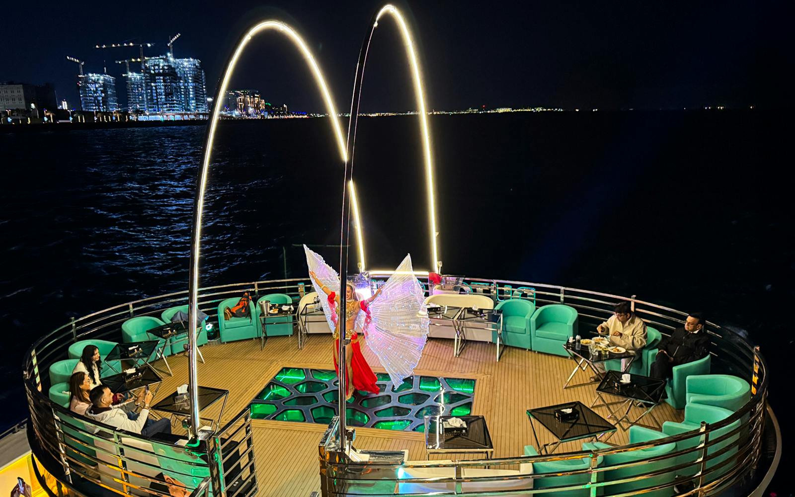 From Dubai Marina: Lotus Mega Yacht VIP Dinner Cruise with Live DJ & Unlimited Drinks