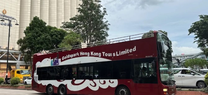 Open-top bus: Hong Kong open-top sightseeing night tour double-decker bus