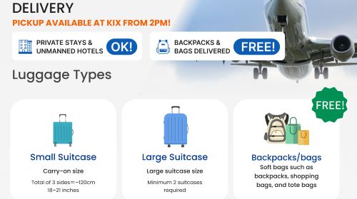 Same-Day Luggage Delivery from Kyoto, Osaka, and Nara Hotels to Kansai International Airport (KIX) | Free for Backpacks & More! Pickup Available After 14:00