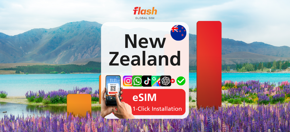 New Zealand eSIM 5G/LTE - Unlimited Data - Hotspot Supported - Flash Global SIM