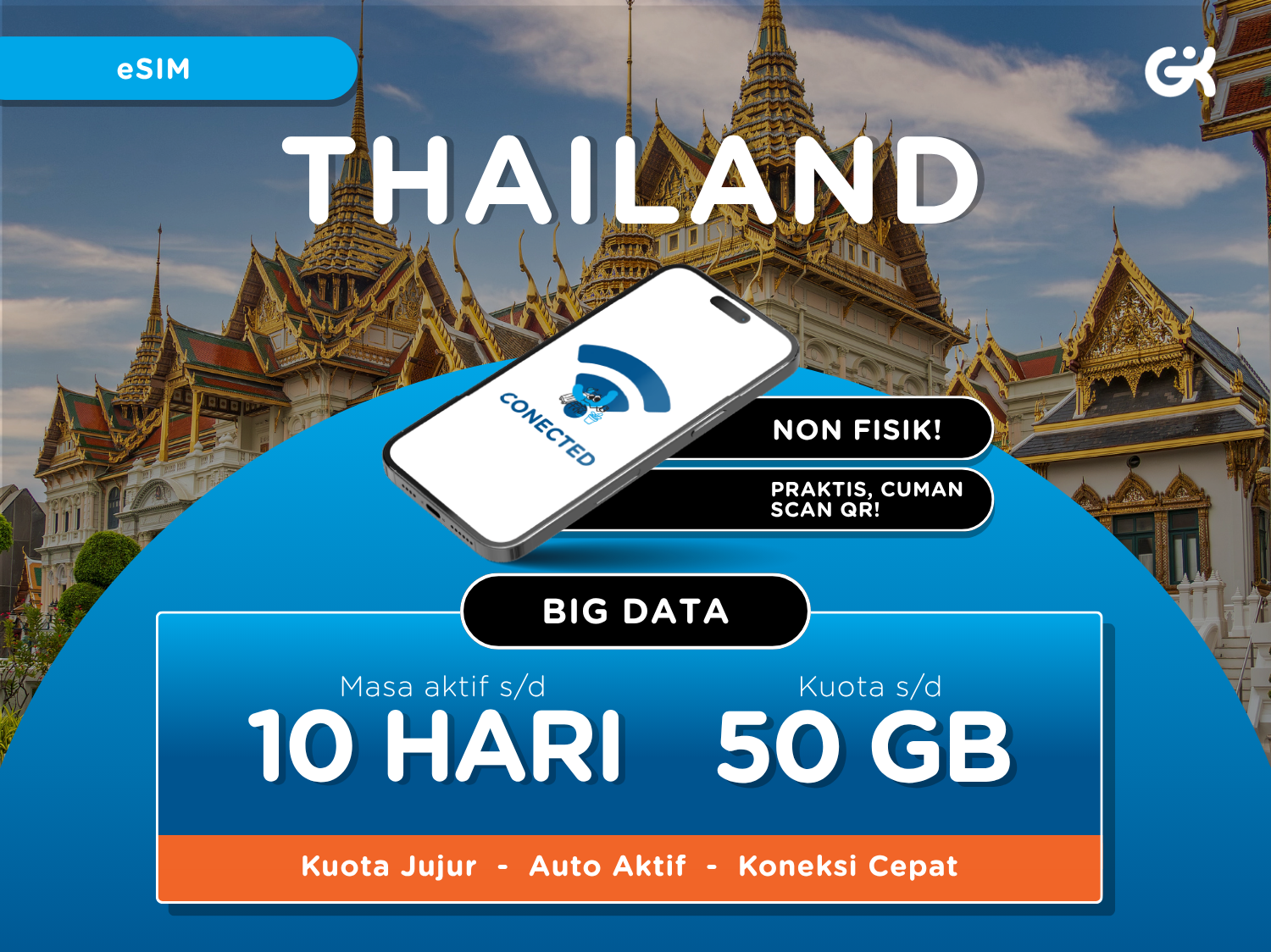 [Instant] eSIM Thailand Bangkok Big Data | Travel SIM Thailand Kuota Besar