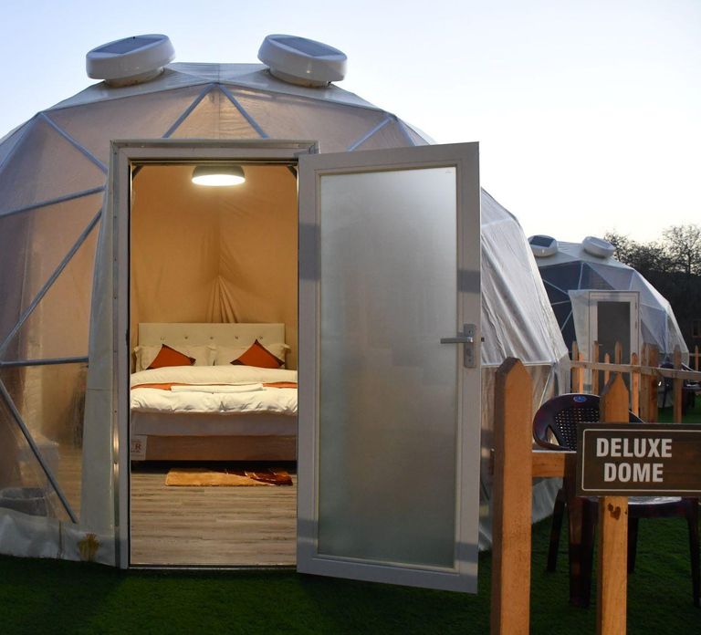 Overnight Desert Camping In Deluxe Dome With AC & Bathroom